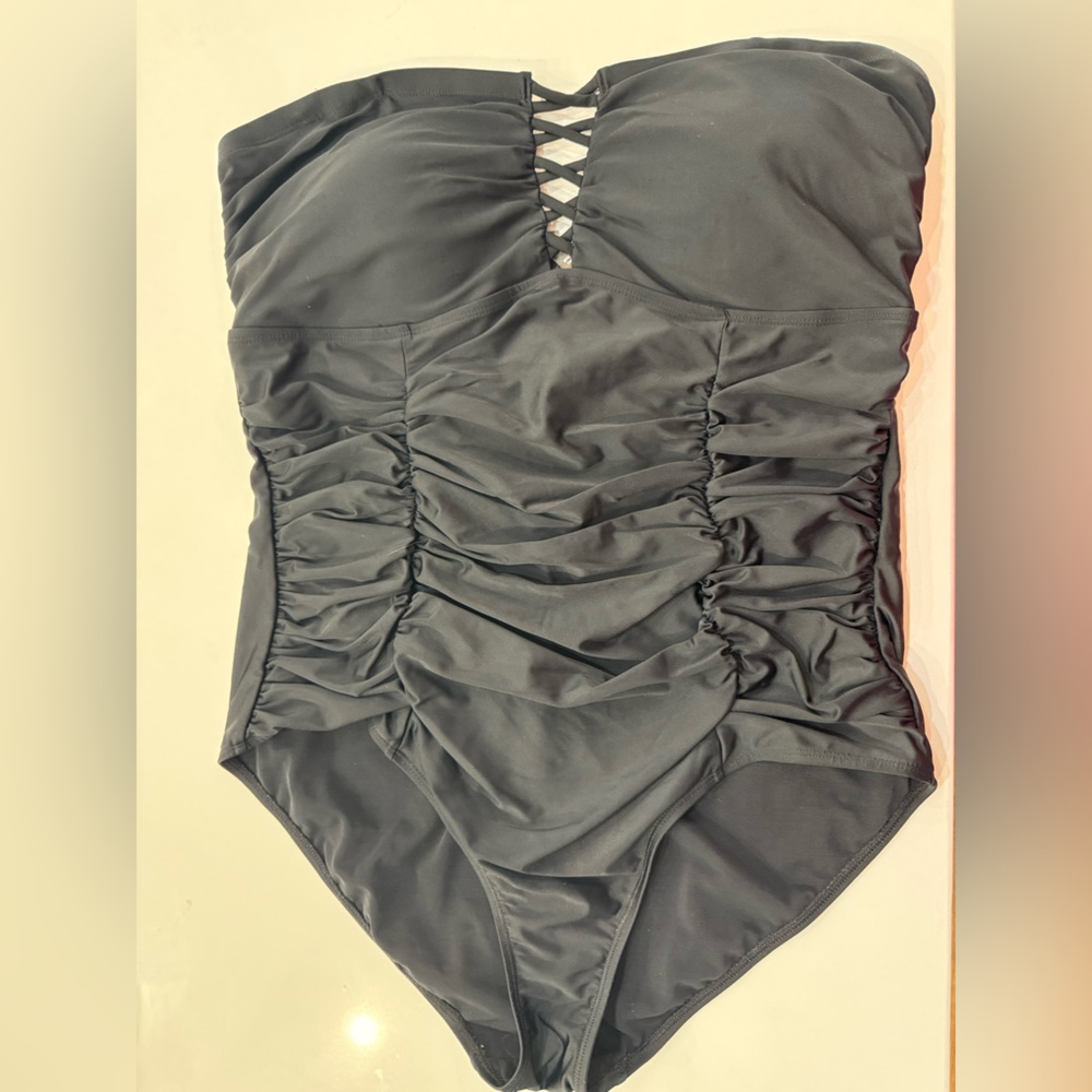 torrid Black One-Piece Swimsuit with Side Crisscross